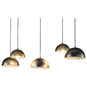 famlights | Pendelleuchte Luna aus Metall und Spiegelglas in Silber 5xE27