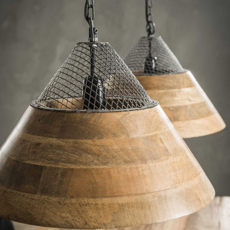 famlights famlights | Pendelleuchte Claas aus Mangoholz 2xE27