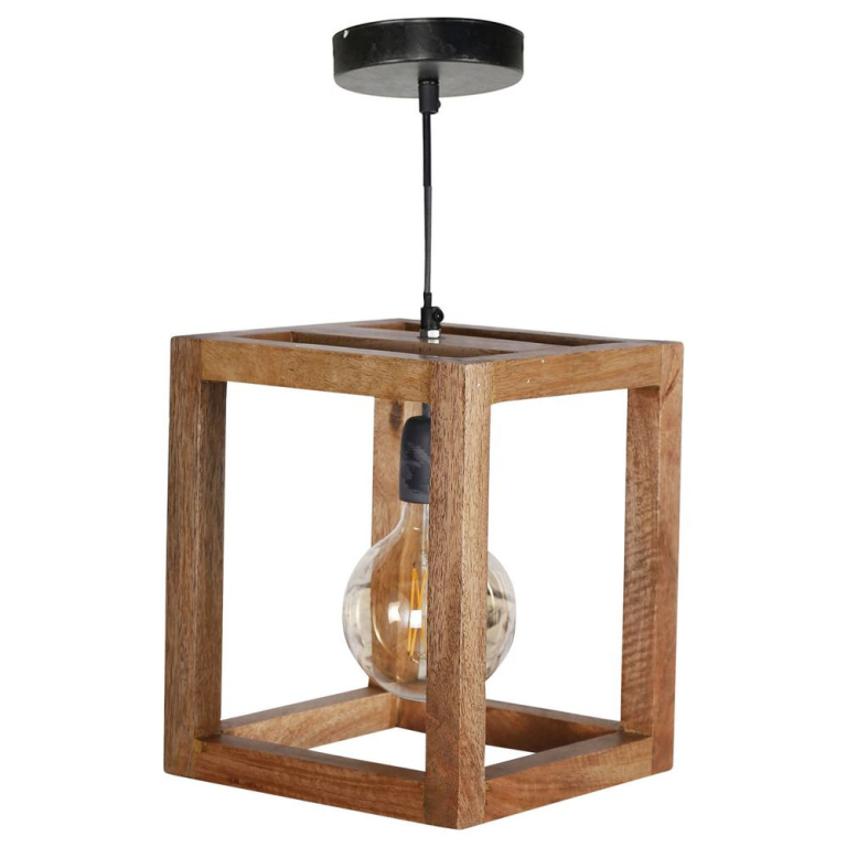 famlights famlights | Pendelleuchte Egon aus Mangoholz E27 1-flammig