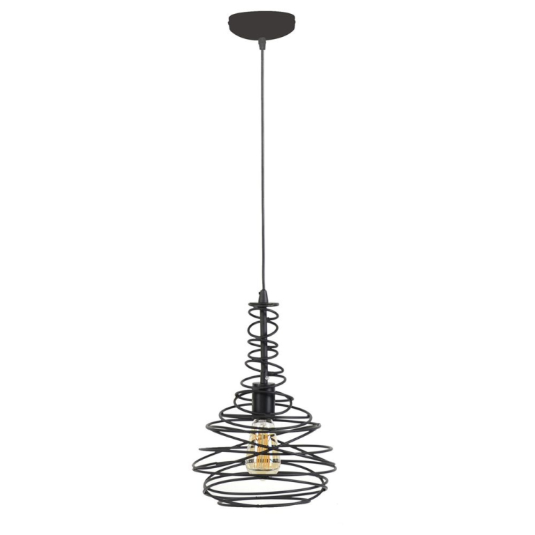 famlights famlights | Pendelleuchte Ruby aus Metall in Schwarz E27 1-flammig