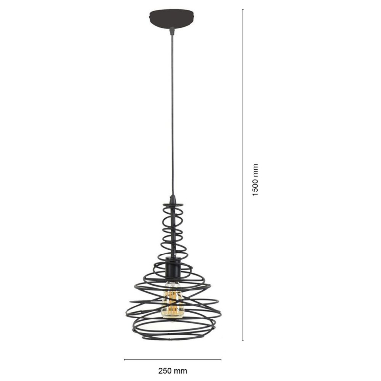 famlights famlights | Pendelleuchte Ruby aus Metall in Schwarz E27 1-flammig