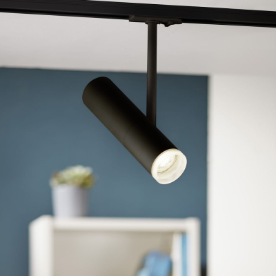 famlights | 1-Phasen Schienenspot Fiete GU10 aus Metall in Schwarz dreh- und schwenkbar