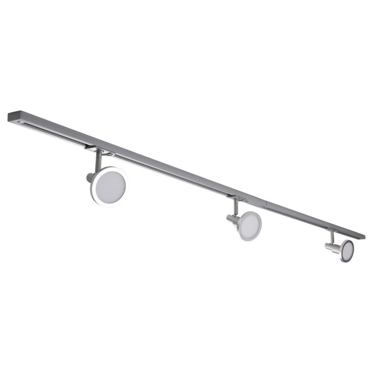 famlights famlights | 1-Phasen Schienensystem-Set in Silber 2 Meter inkl. 3 Spots inkl. Leuchtmittel