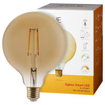 Shyne SHYNE | Smartes ZigBee LED Leuchtmittel E27, amber, tunable white, Globe - G125, 7W, 650 Lumen, 1er-Pack