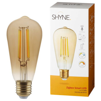 Shyne SHYNE | Smartes ZigBee LED Leuchtmittel E27, amber, tunable white, ST58, 7W, 650 Lumen, 1er-Pack