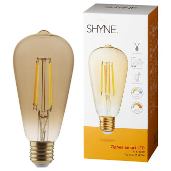 SHYNE | Smartes ZigBee LED Leuchtmittel E27, amber, tunable white, ST64, 7W, 650 Lumen, 1er-Pack