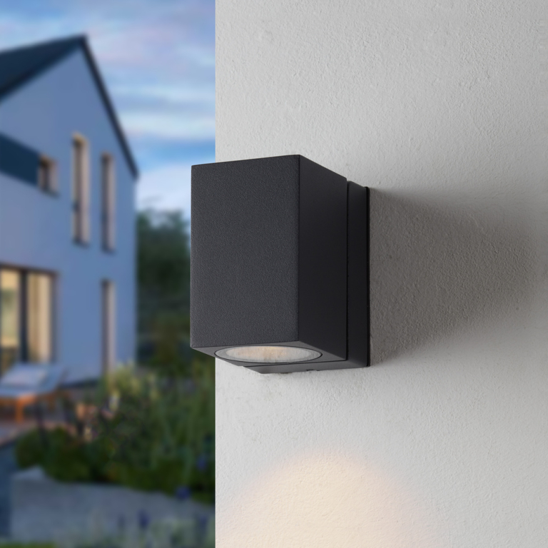 famlights famlights | Außenwandleuchte Aurel aus Aluminium in Anthrazit, schwenkbar, GU10