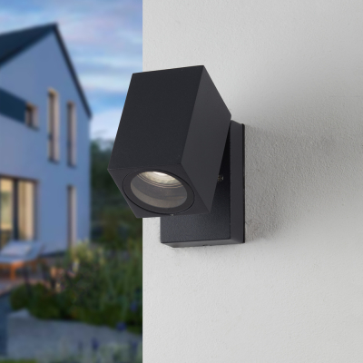 famlights | Außenwandleuchte Aurel aus Aluminium in Anthrazit, schwenkbar, GU10