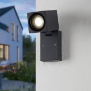 famlights | Außenwandleuchte Aurel aus Aluminium in Anthrazit, schwenkbar, GU10