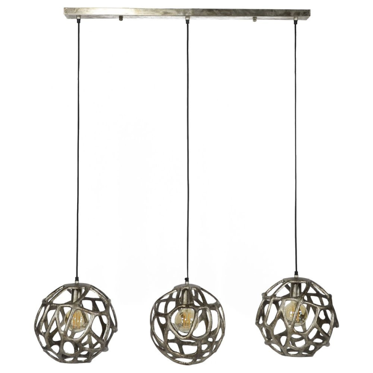 famlights famlights | Pendelleuchte Francesco in Nickel E27 3-flammig