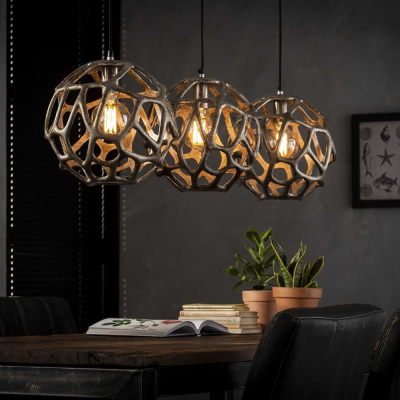 famlights | Pendelleuchte Francesco in Nickel E27 3-flammig
