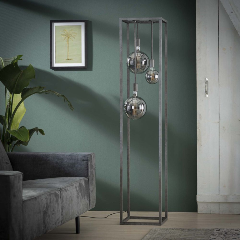 famlights | Stehleuchte Quentin in Silber E27 3-flammig