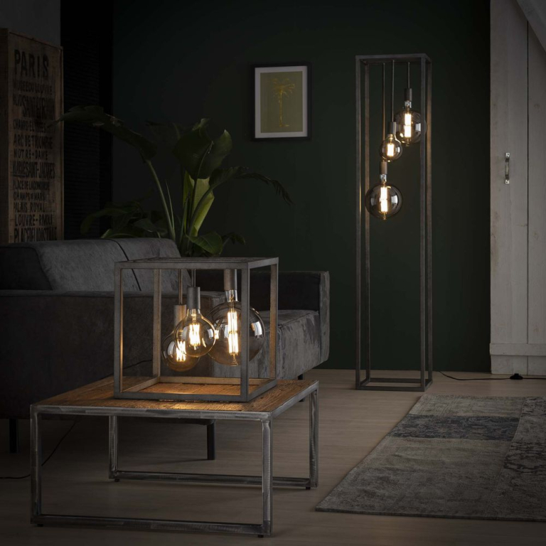 famlights | Stehleuchte Quentin in Silber E27 3-flammig