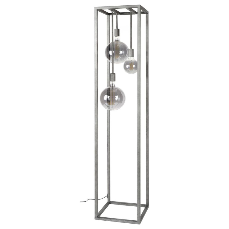 famlights | Stehleuchte Quentin in Silber E27 3-flammig
