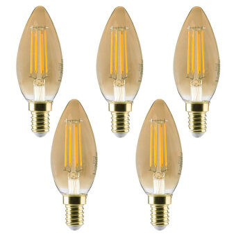 SHYNE | LED Leuchtmittel E14, klar, Kerze - B35, 4,5W, 470 Lumen, 2700K, dimmbar, 5er-Pack