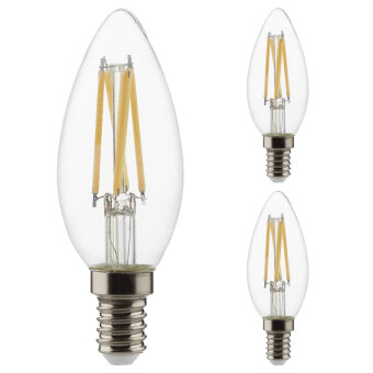 SHYNE | LED Leuchtmittel E14, klar, Kerze - B35, 5W, 450 Lumen, 2700K, dimmbar, 3er-Pack