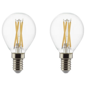 SHYNE | LED Leuchtmittel E14, klar, Tropfen - P45, 4,5W, 470 Lumen, 2700K, 2er-Pack