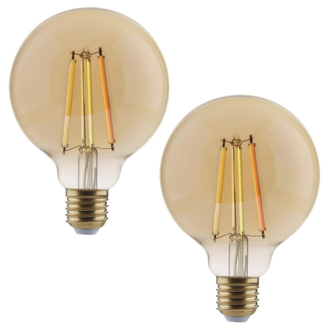 Shyne SHYNE | Smartes ZigBee LED Leuchtmittel E27, amber, tunable white, Globe - G80, 7W, 650 Lumen, 2er-Pack