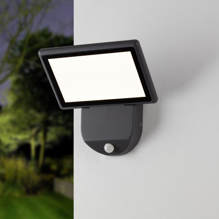 famlights famlights | LED Wandleuchte Leif in Anthrazit 19W 850lm IP65 mit Bewegungsmelder