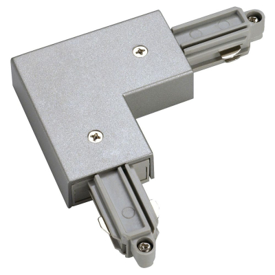 famlights | 1-Phasen Schienensystem Eckverbinder in Silber, Schutzleiter innen