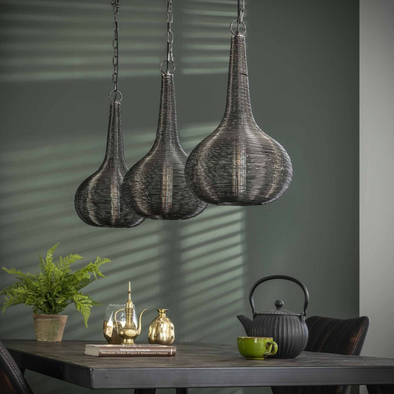 famlights famlights | Pendelleuchte Alwin aus Metall in Schwarz 3xE27