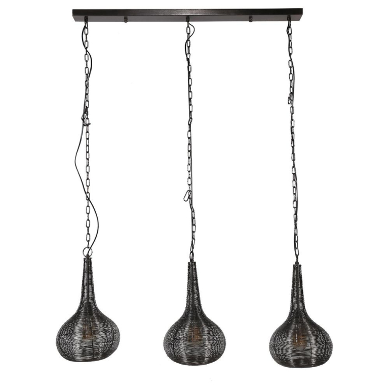 famlights famlights | Pendelleuchte Alwin aus Metall in Schwarz 3xE27