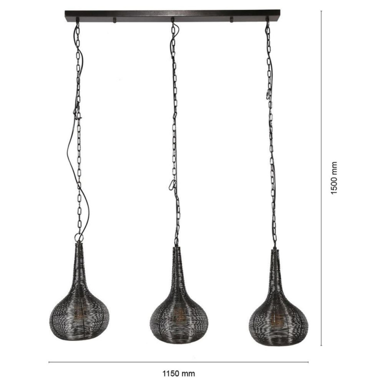 famlights famlights | Pendelleuchte Alwin aus Metall in Schwarz 3xE27