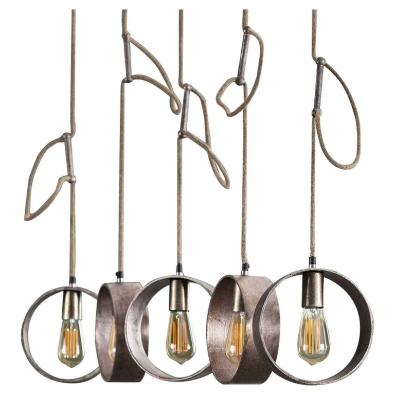famlights famlights | Pendelleuchte Sina aus Metall in Braun 5xE27
