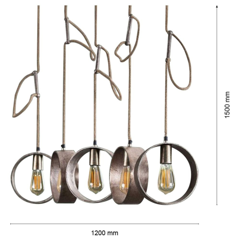 famlights famlights | Pendelleuchte Sina aus Metall in Braun 5xE27