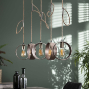 famlights | Pendelleuchte Sina aus Metall in Braun 5xE27
