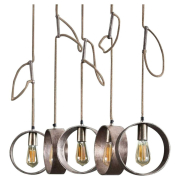 famlights | Pendelleuchte Sina aus Metall in Braun 5xE27