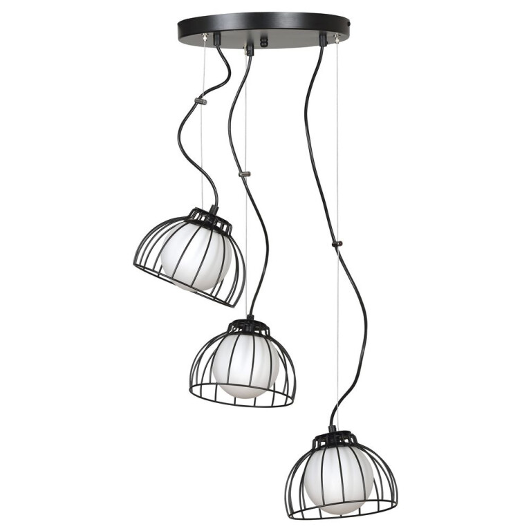 famlights famlights | Pendelleuchte Edin in Schwarz 3xE27 rund