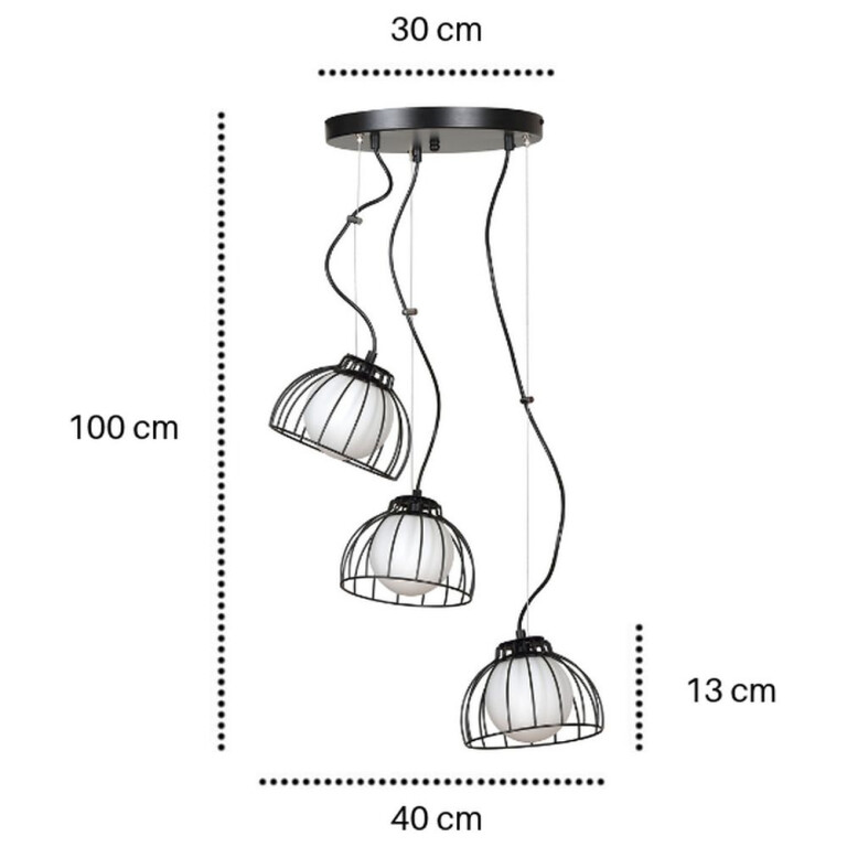 famlights famlights | Pendelleuchte Edin in Schwarz 3xE27 rund