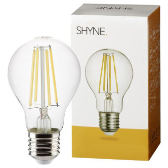 Shyne SHYNE | LED Leuchtmittel E27, klar, Birne - A60, 7W, 806 Lumen, 2700K, dimmbar