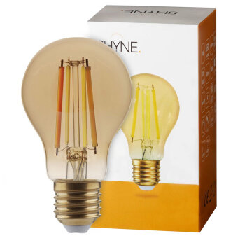 SHYNE | LED Leuchtmittel E27, amber, Birne - A60, 7W, 806 Lumen, dimmbar, 2500K