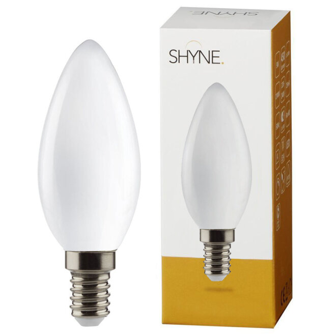 Shyne SHYNE | LED Leuchtmittel E14, milchig, Kerze - B35, 5W, 450 Lumen, 2700K