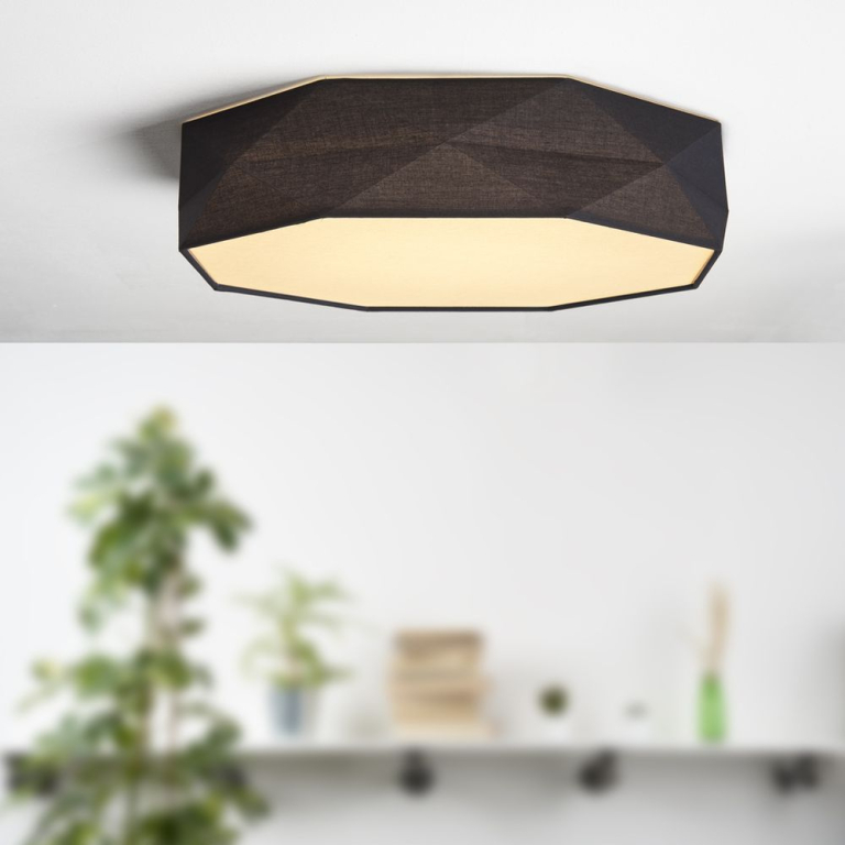 famlights famlights | LED Deckenleuchte Mikael aus Stoff in Schwarz 450mm