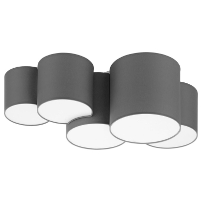 famlights famlights | Deckenleuchte Alea aus Stoff in Grau 5x E27