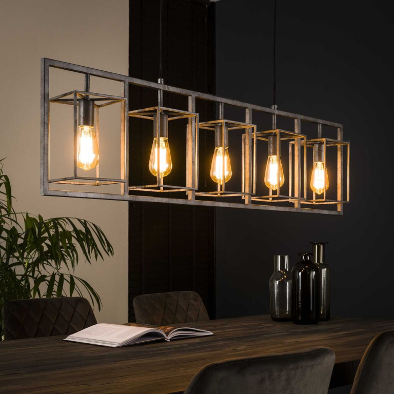 famlights famlights | Pendelleuchte Carsten in Silber E27 5-flammig