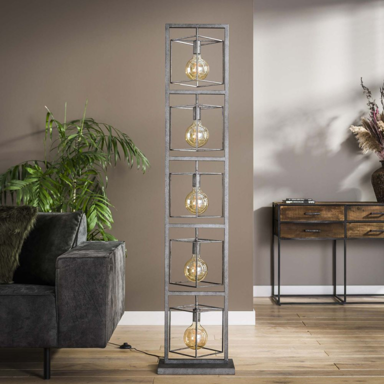 famlights famlights | Stehleuchte Lina in Silber E27 5-flammig
