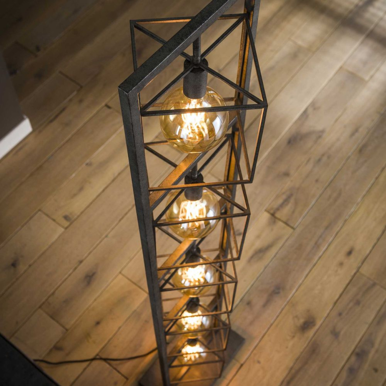 famlights famlights | Stehleuchte Lina in Silber E27 5-flammig
