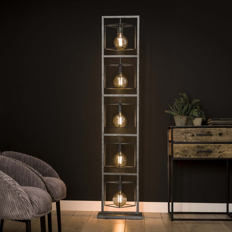 famlights famlights | Stehleuchte Lina in Silber E27 5-flammig