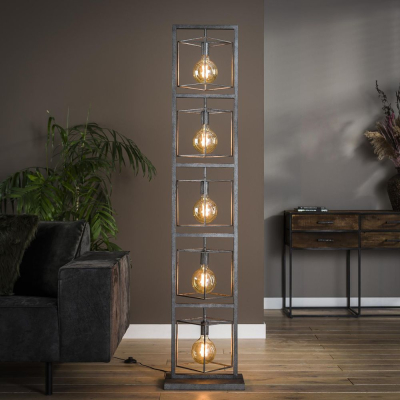 famlights | Stehleuchte Lina in Silber E27 5-flammig