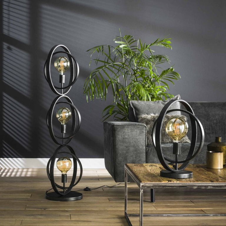 famlights famlights | Stehleuchte Henrik in Grau E27 3-flammig