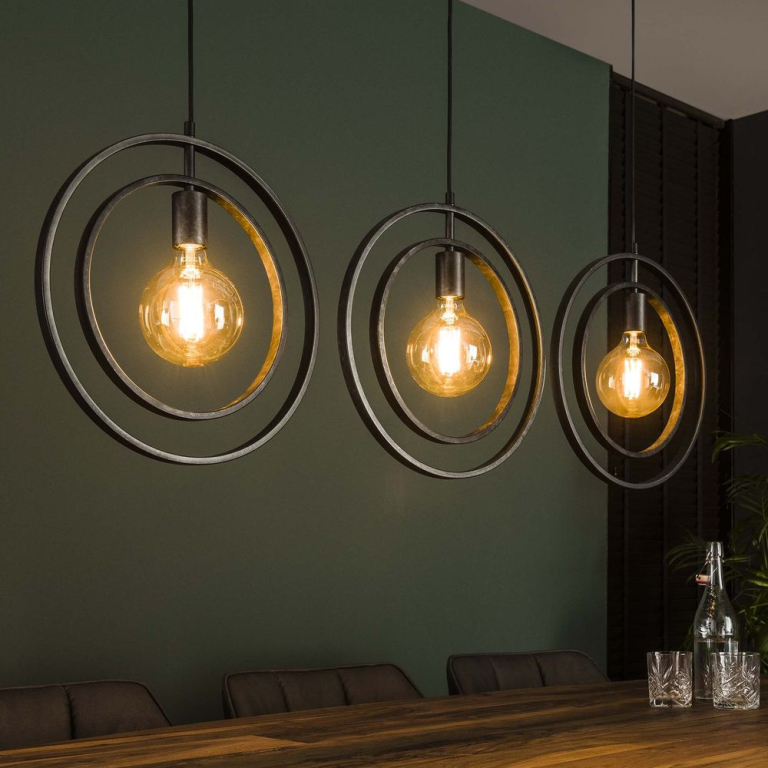 famlights famlights | Pendelleuchte Henrik in Grau E27 3-flammig Balken