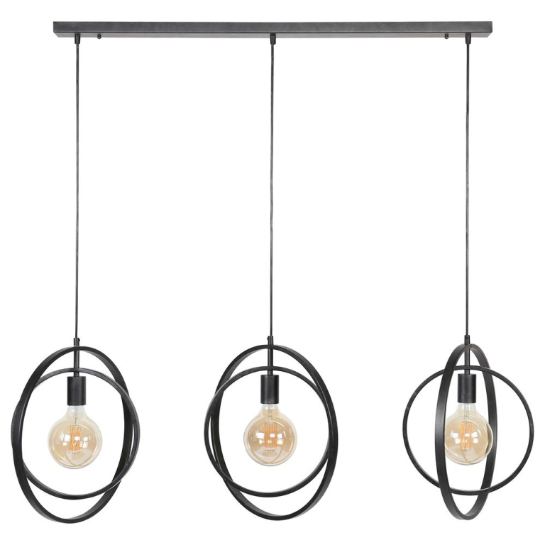 famlights famlights | Pendelleuchte Henrik in Grau E27 3-flammig Balken