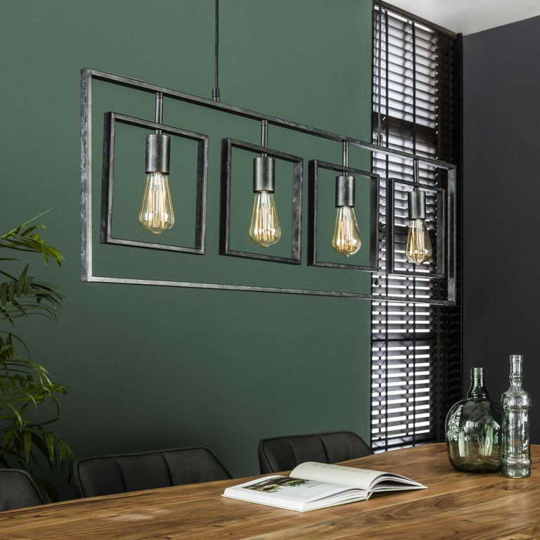 famlights famlights | Pendelleuchte Linus in Grau E27 4-flammig