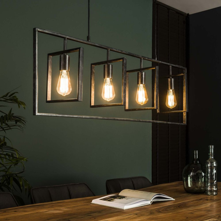 famlights famlights | Pendelleuchte Linus in Grau E27 4-flammig