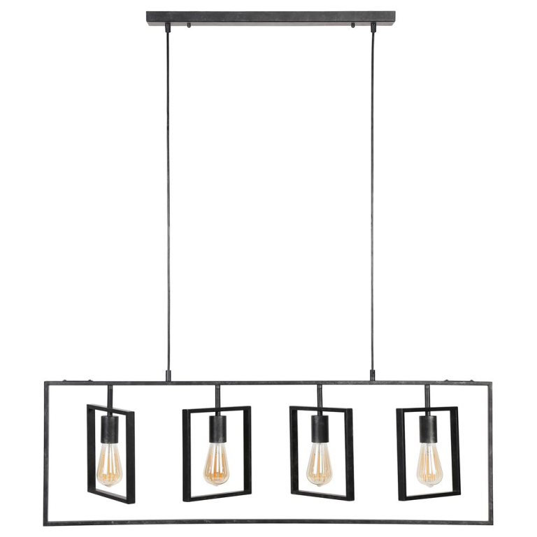 famlights famlights | Pendelleuchte Linus in Grau E27 4-flammig