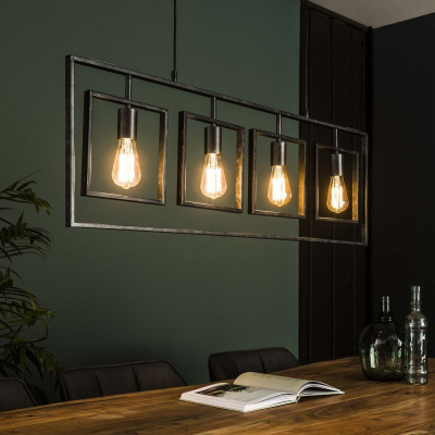 famlights | Pendelleuchte Linus in Grau E27 4-flammig